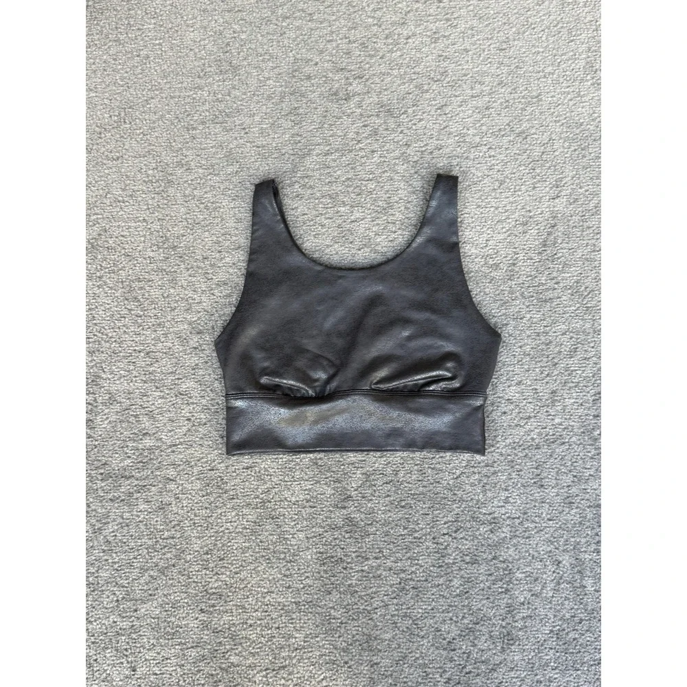 OFFLINE by Aerie Black Metallic Crackle Medium Support Sports Bra XS Cutout Back